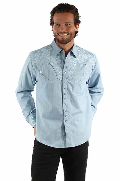 Scully Men's Floral Tooled embroidered Shirt in TEN Colors