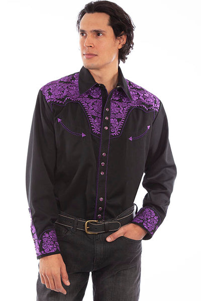 Scully Men's Floral Tooled Embroidered Two-Tone Legend Shirt EIGHTEEN colors