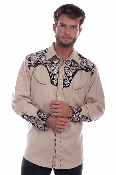 Scully Men's Floral Tooled Embroidered Two-Tone Legend Shirt EIGHTEEN colors