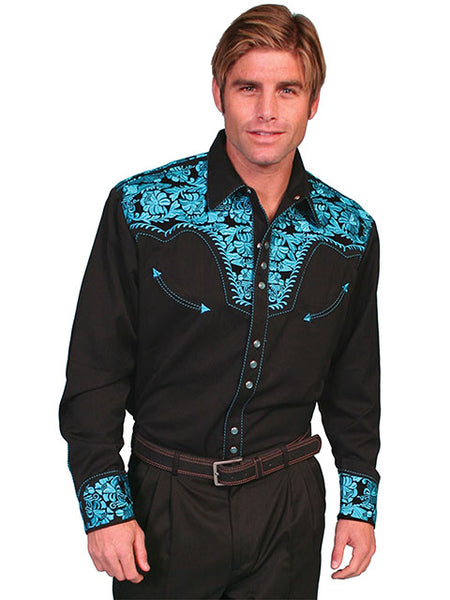 Scully Men's Floral Tooled Embroidered Two-Tone Legend Shirt EIGHTEEN colors