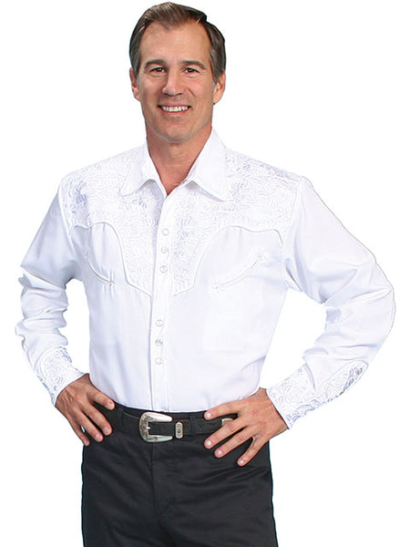 Scully Men's Floral Tooled embroidered Shirt in TEN Colors