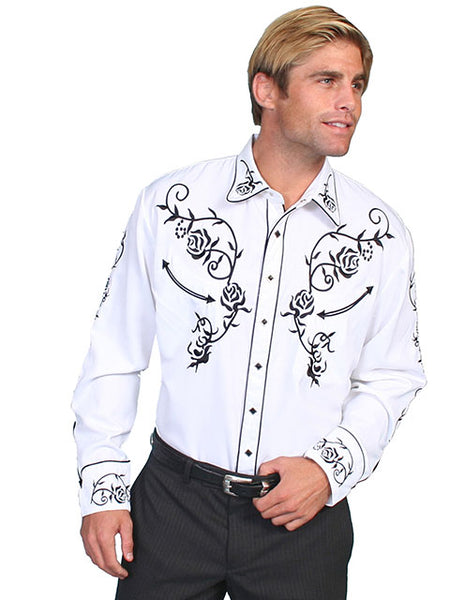 Scully Men's Floral Embroidered Sleeves and Yoke Legend Shirt