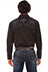 Scully Men's Rose Embroidered Straight Yoke Shirt in Black