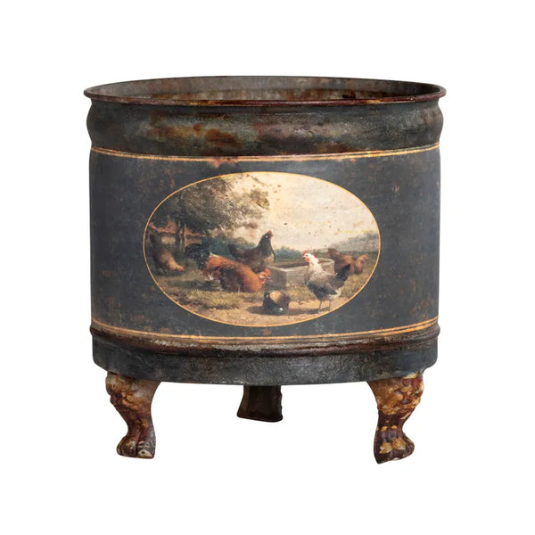 Poulets Round Tole Container NEW