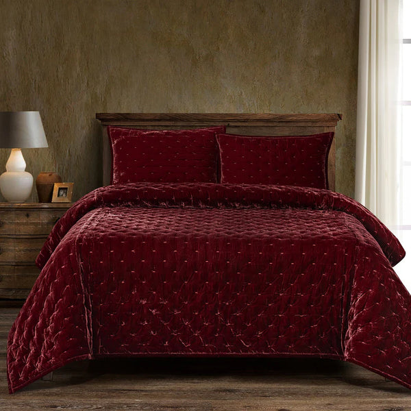 STELLA FAUX SILK VELVET QUILT Size Queen