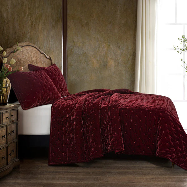 STELLA FAUX SILK VELVET QUILT Size Queen