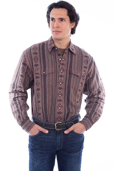 Scully Men's Diamond Stripe Cotton Signature Shirt in Two Colors