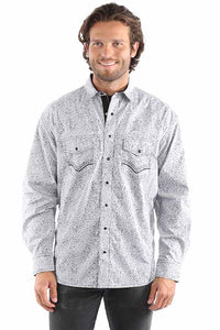 Scully Men's Signature Stripe Print Shirt in Grey