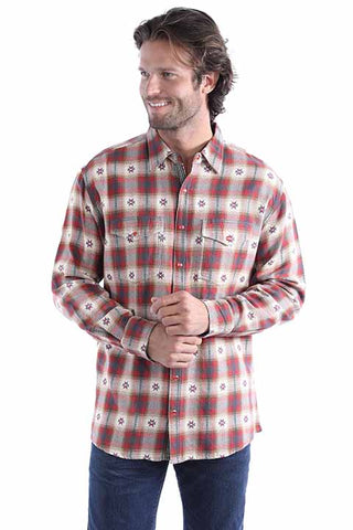Scully Men's Dobby Yarn Dyed Signature Shirt in Red