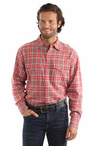 Scully Men's Signature Yarn Dyed Shirt in Red
