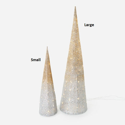 Silver/Gold Cone Display Tree, 2 styles, w/Adaptor, Wire, 34", 54.5"
