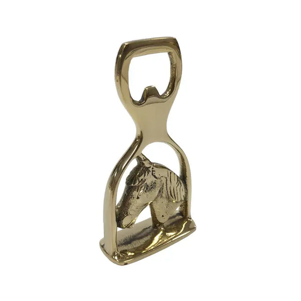 4-1/2" Solid Brass Horse Head and Stirrup Bottle Opener