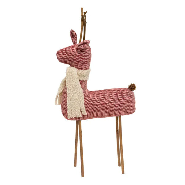 Stuffed Standing Candy Cane Woodland Reindeer W/Scarf