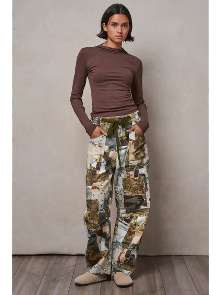 Patchwork Camo Wide Leg Cargo Pants
