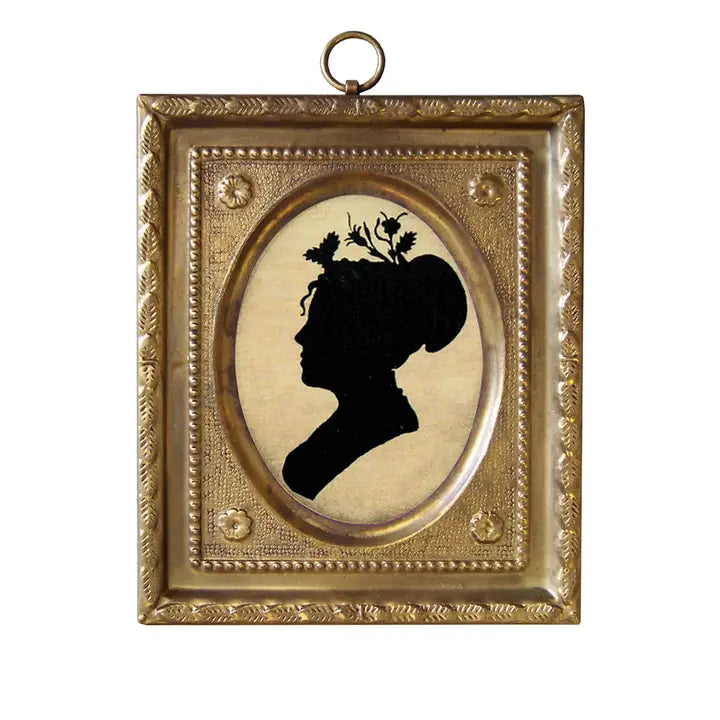 Woman By Bache Miniature Silhouette in 4-1/2" Brass Frame