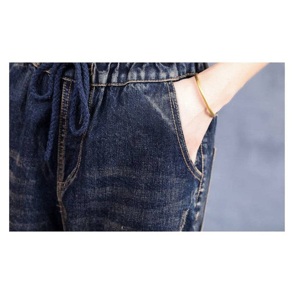 Retro Embroidery Patchwork Casual Loose Harem Jeans