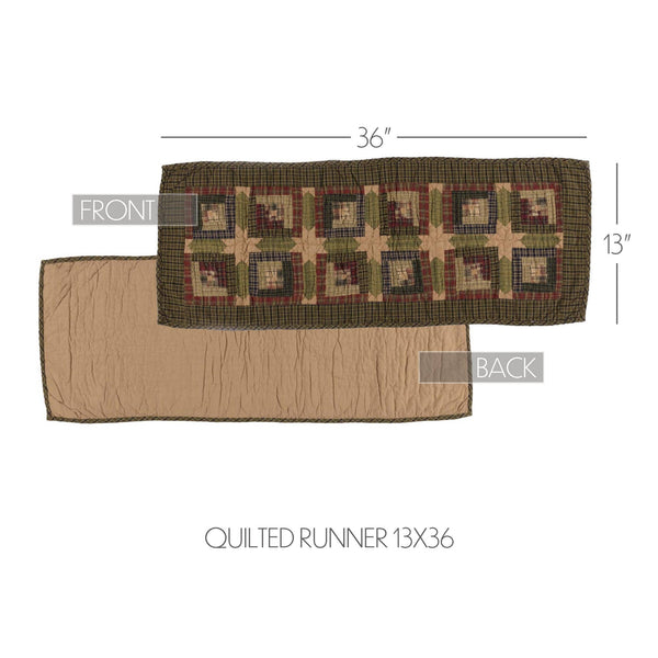 Tea Cabin Patchwork Log Cabin Quilted Table Runner 13x36