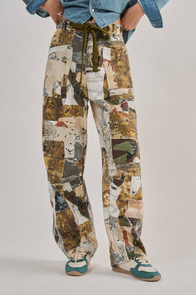 Patchwork Camo Wide Leg Cargo Pants