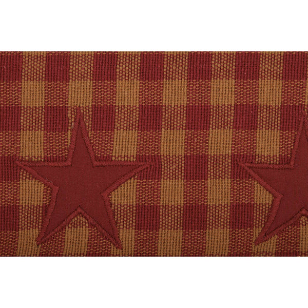 Burgundy Tan Star Check Table Runner Woven 13x36