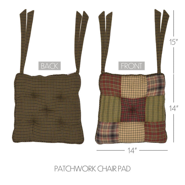Tea Cabin Patchwork Chair Pad - Green & Red Lodge Plaid
