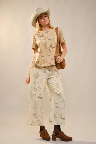 36942P - Western Motif Wide Leg Pants