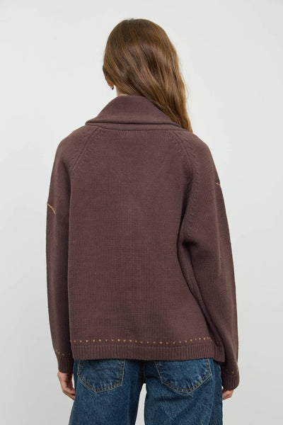 HOWDY COWBOY JACQUARD SHAWL COLLAR KNIT CARDIGAN