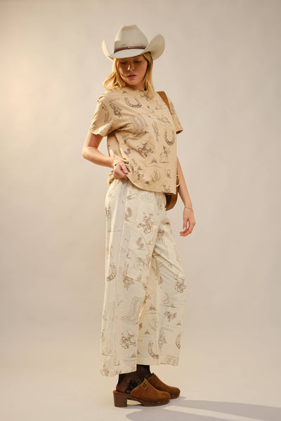 36942P - Western Motif Wide Leg Pants