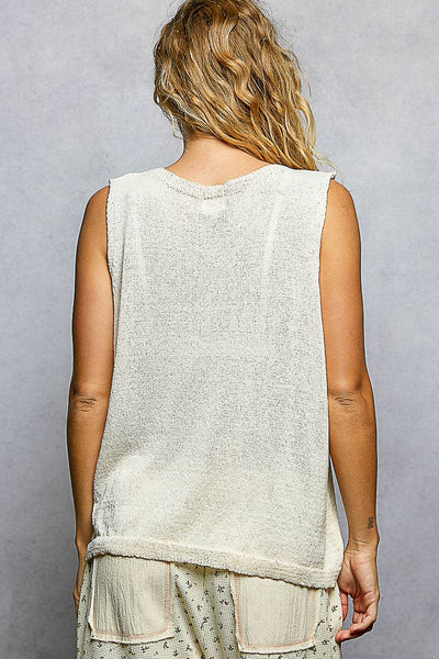 Strawberry Print Thin Sweater Sleeveless Top