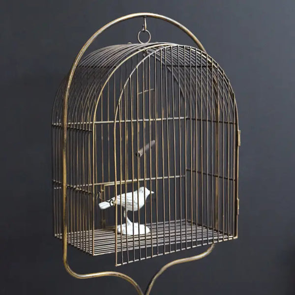 Antique Brass Birdcage with Stand