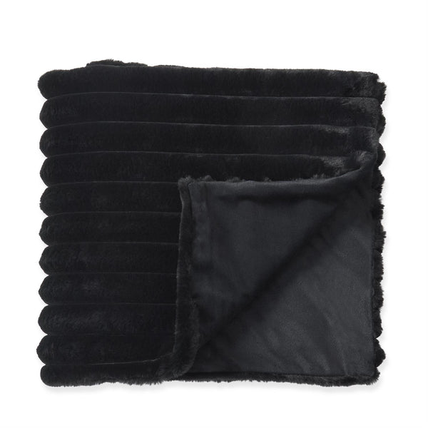 60 Inch Black Faux Fur Throw Blanket