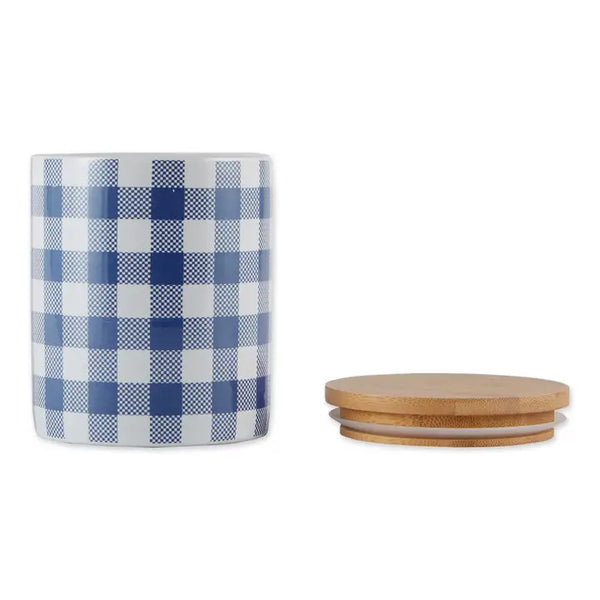 Blue & White Buffalo Check Ceramic Canister Set of 3