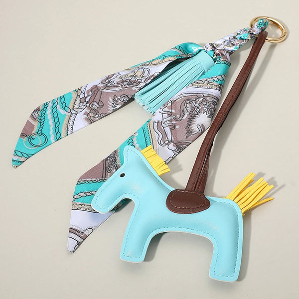 Faux Leather Horse Tassel Scarf Keychain / Bag Charm Multiple Color Options