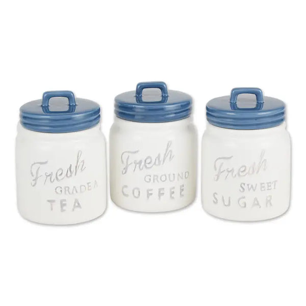 Blue Ceramic Jar Canister Set of 3