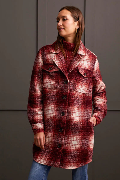 Tribal BOUCLE PLAID JACKET WITH NOTCH COLLAR 2 Color Options