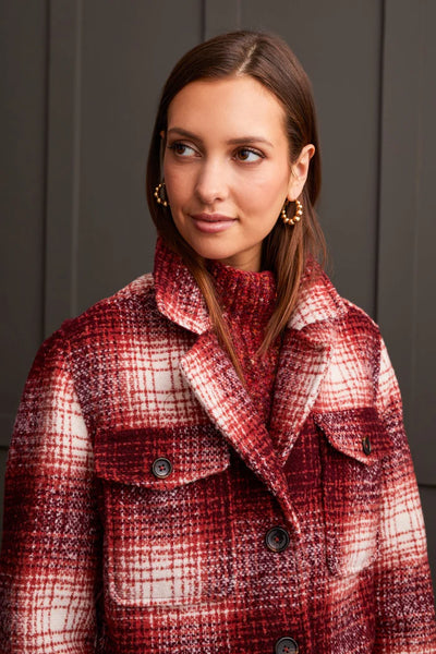 Tribal BOUCLE PLAID JACKET WITH NOTCH COLLAR 2 Color Options