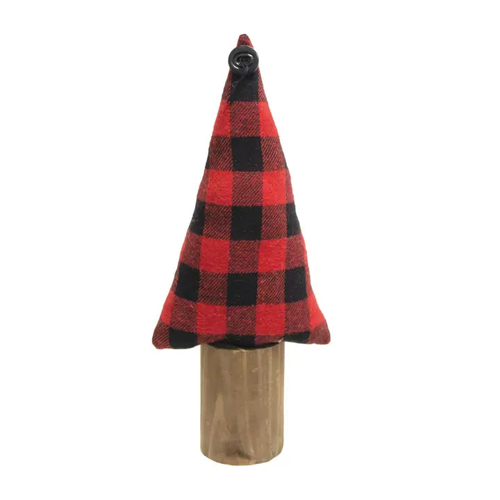 Buffalo Check Christmas Tree On Stump, 13"