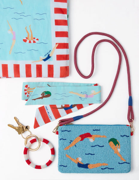 Camile Skinny Scarf Swimmer Print Wholesale