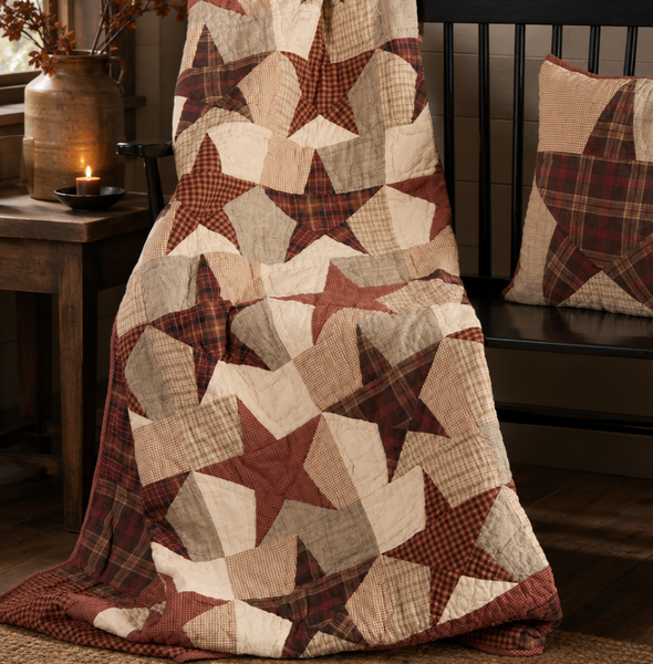 Abilene Star All Cotton Quilted Patchwork Throw Blank 55x70