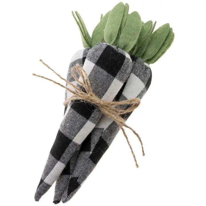 9.25" Long Plush B&W Check Carrots Easter Decor