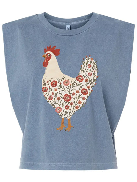The Floral Chicken Boxy Tank