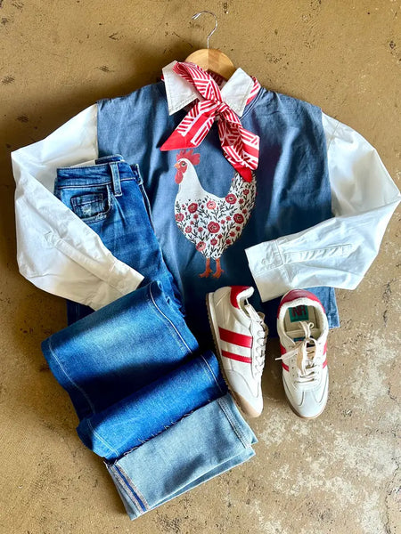 The Floral Chicken Boxy Tank