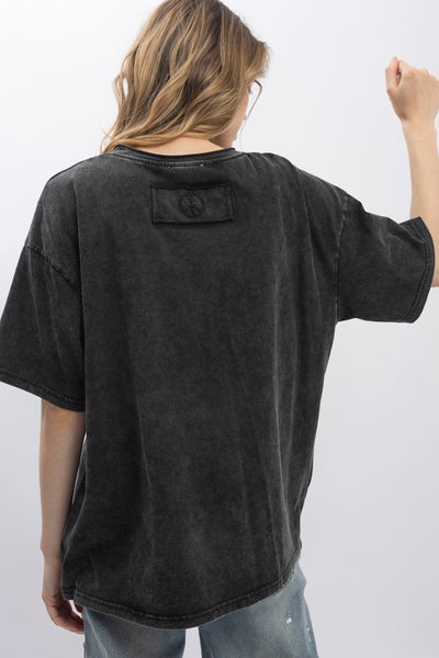 Chief Print Washed Short Sleeve T-shirt Black