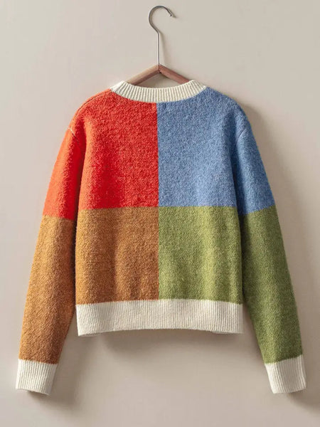 Colorblock Horse Intarsia Graphic Sweater