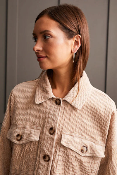 Tribal TEXTURED CORD SHACKET WITH PATCH POCKETS