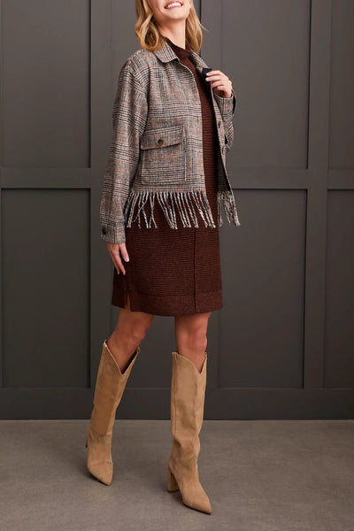 TRIBAL CROP SHACKET W/FRINGE - ALMOND