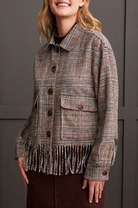 TRIBAL CROP SHACKET W/FRINGE - ALMOND