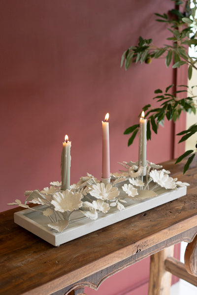 Painted Metal Floral Taper Candelabra