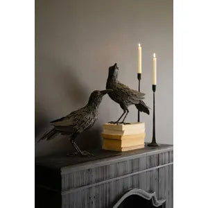 Set of 2 Black Metal Halloween Crows