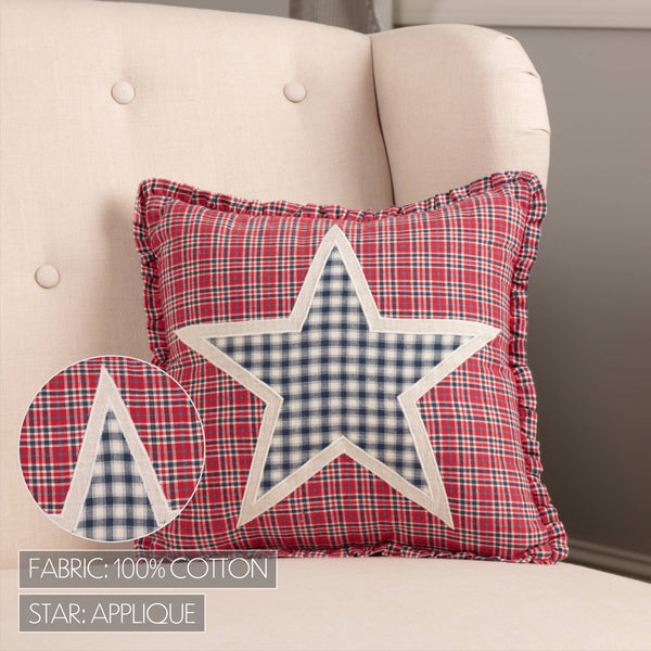 Red White Blue Applique Star Throw Pillow 12x12 (Hatteras)