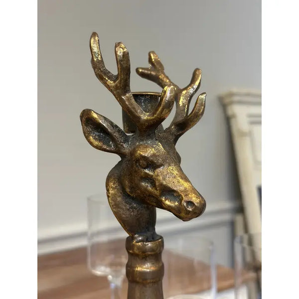 Antique Brass Deer Head Candle Holder 2 Sizes
